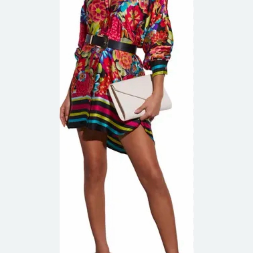 Doris Streich Vibrant Floral Mini Dress with Belt